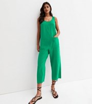 New Look Green Pocket Front Wide Leg Crop Jumpsuit